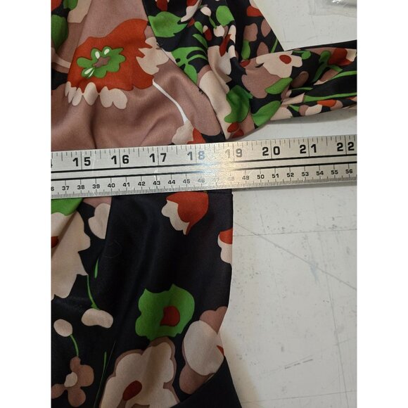 Vtg 60s XS 2 Pc SET Pants Sheer Crop Shirt Hi Waist Flares FLOWER POWER Outfit - Picture 12 of 13